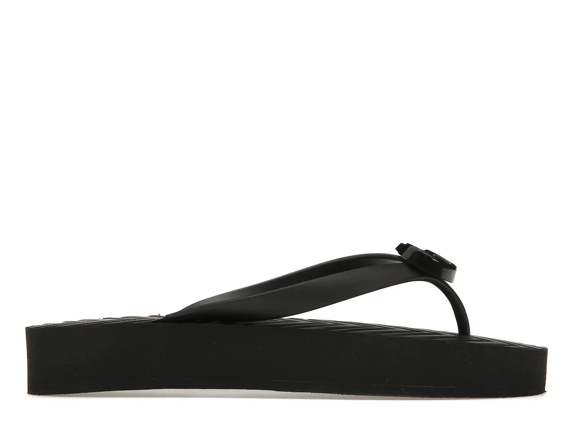 Gucci Chevron Thong Sandal Black Rubber - 1