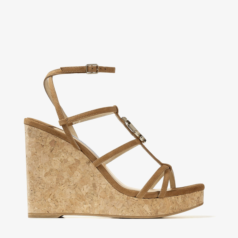 JC Wedge 110 Cuoio Suede Wedges with JC Emblem 1