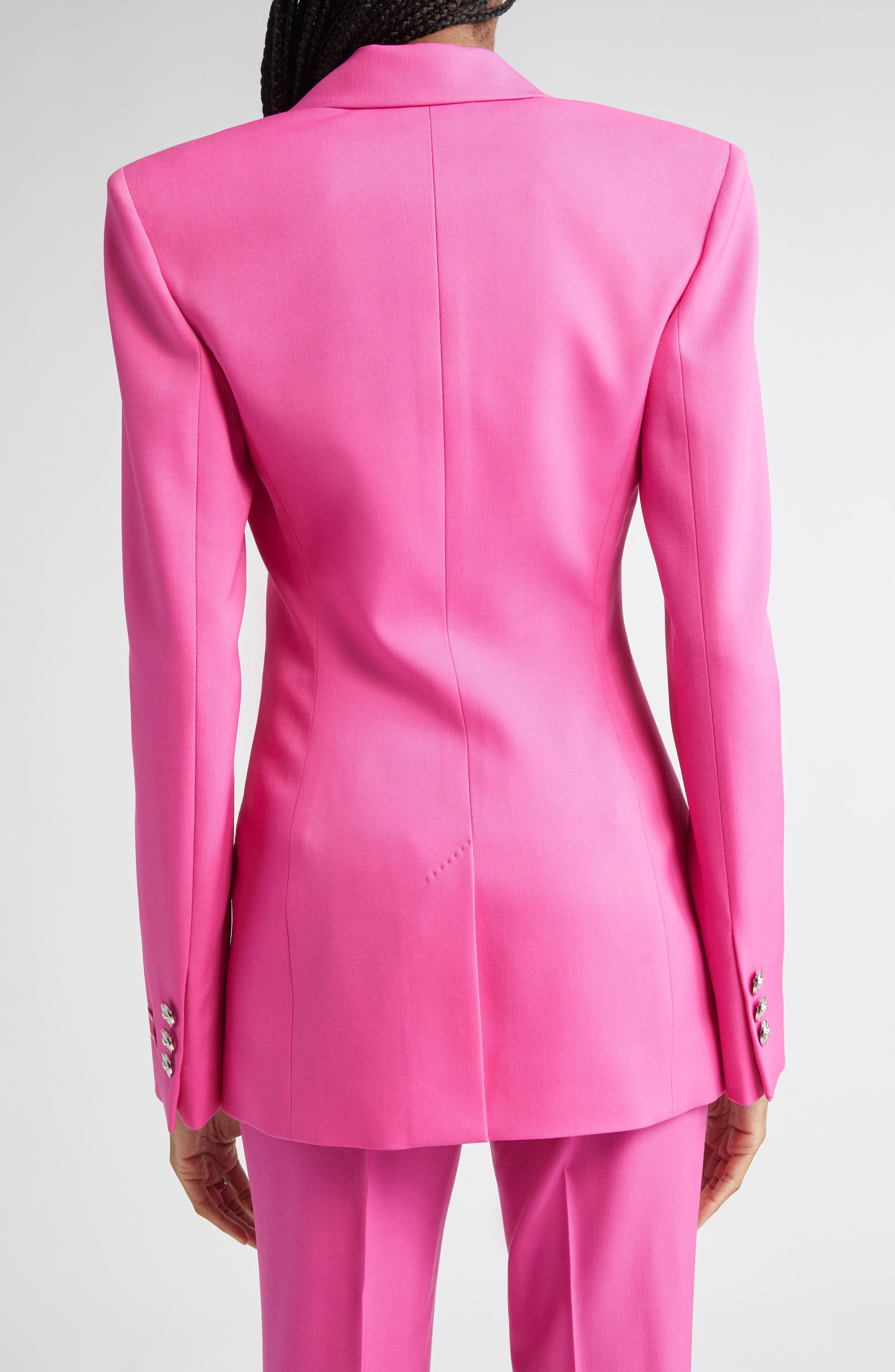 Versace Stretch Wool Gabardine Single Breasted Blazer in Dragon Fruit at Nordstrom - 3