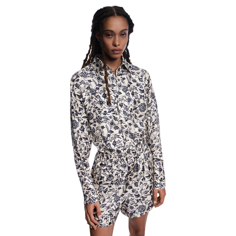 Botanical Print Silk Shirt 2