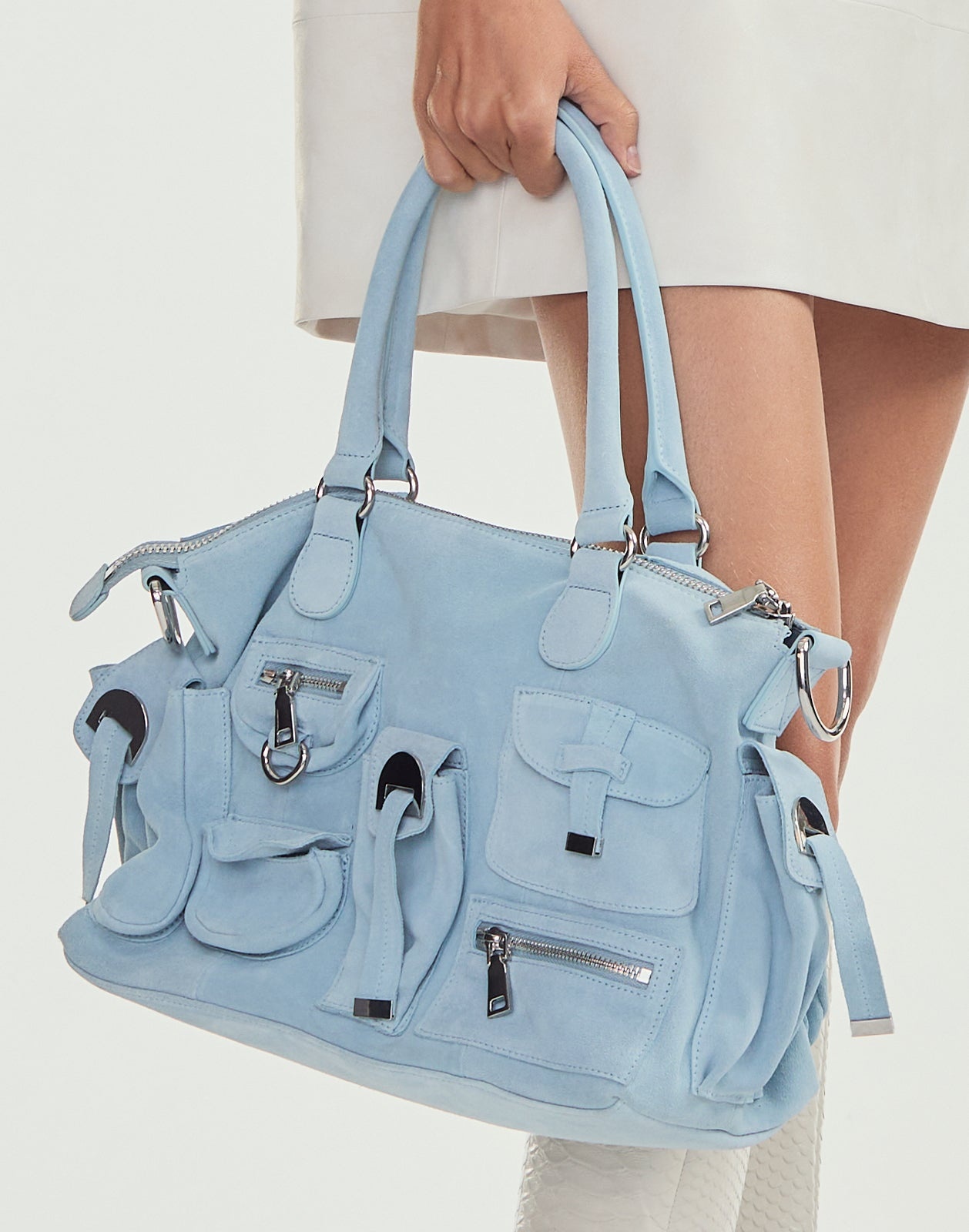 Suede Cargo Pocket Shoulder Bag - 2