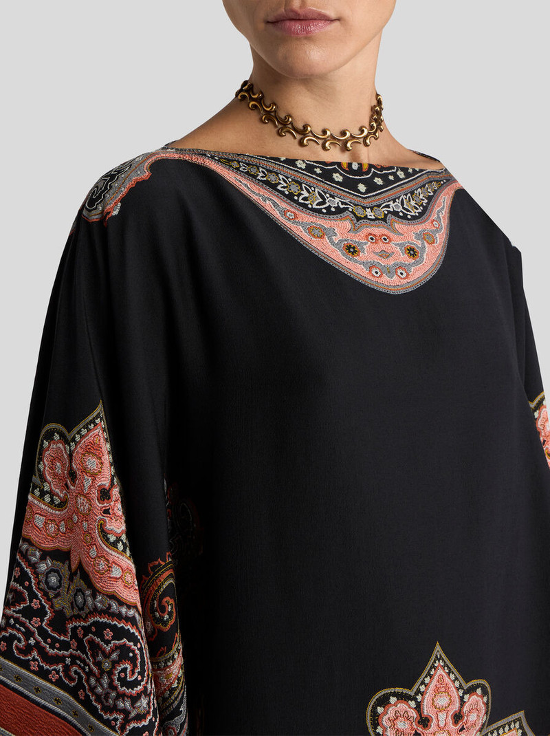 SILK-BLEND PONCHO TOP WITH FIL-COUPÉ EMBROIDERY 2