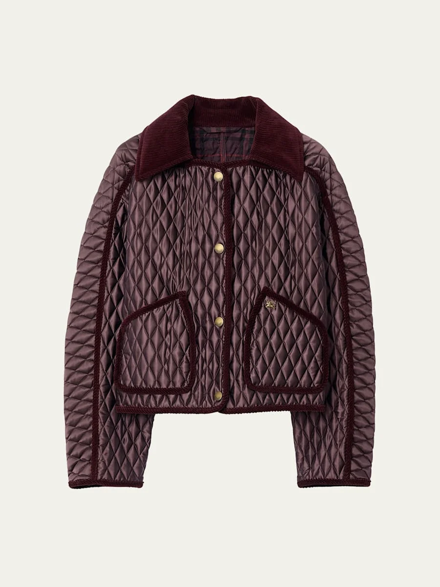 Floriston Corduroy-Trim Quilted Barn Jacket - 1