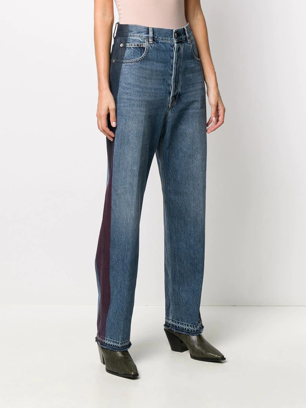 side-stripe straight-leg jeans - 3