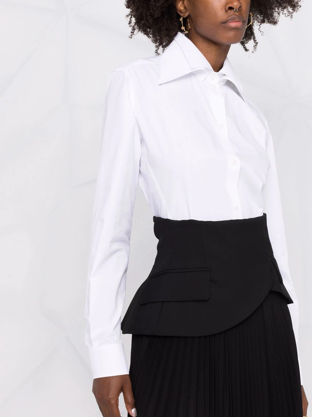 oversized pointed-collar button-front shirt - 3