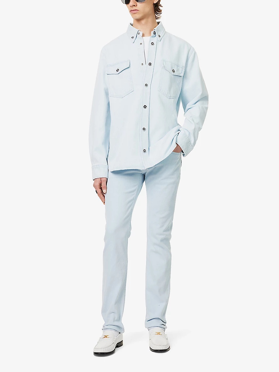 Five-pocket brand-plaque slim-fit low-rise stretch-denim blend jeans - 2