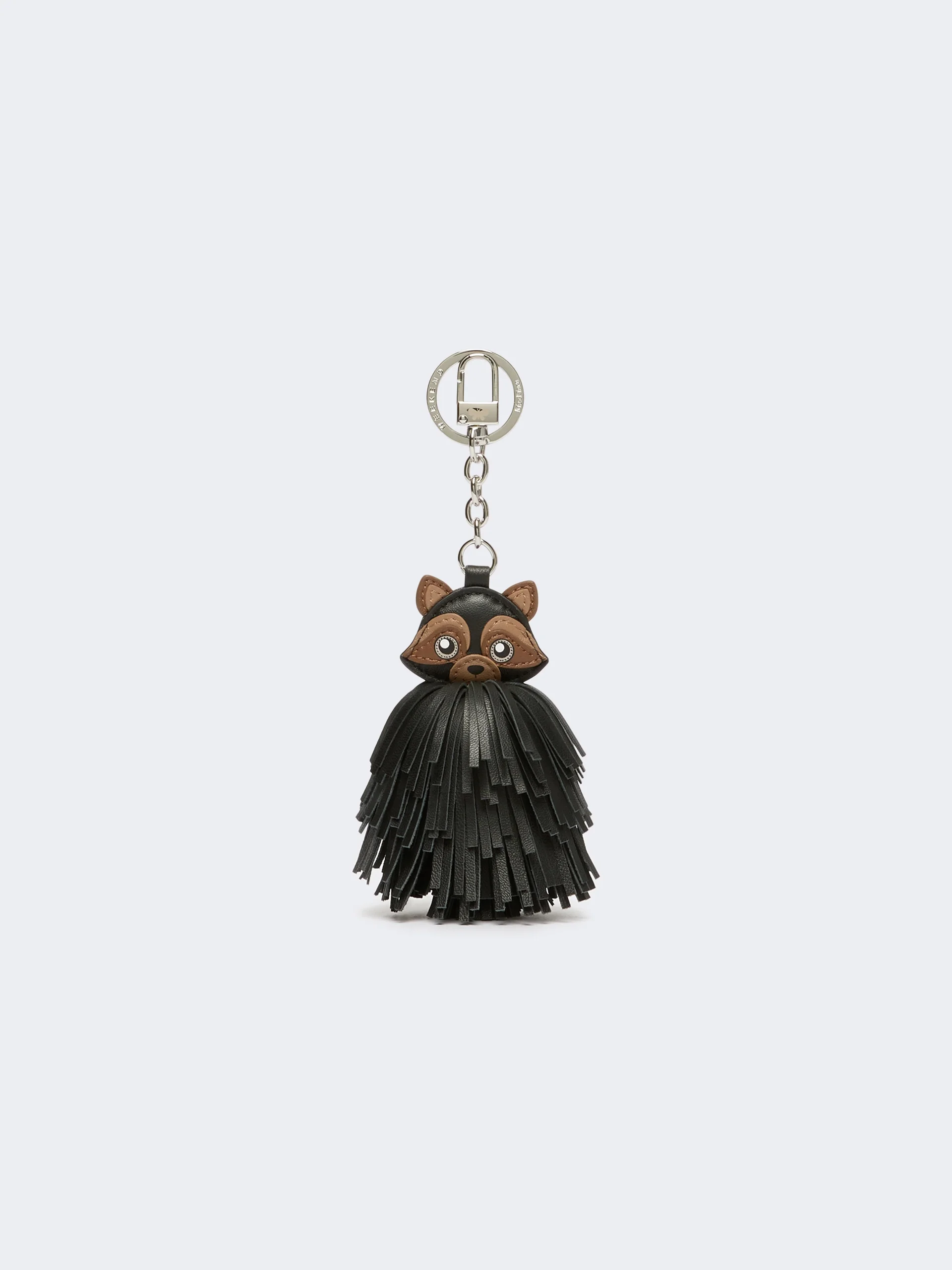 GIGANTE Nappa leather keyring with fringes - MEDIUM GREY - 1