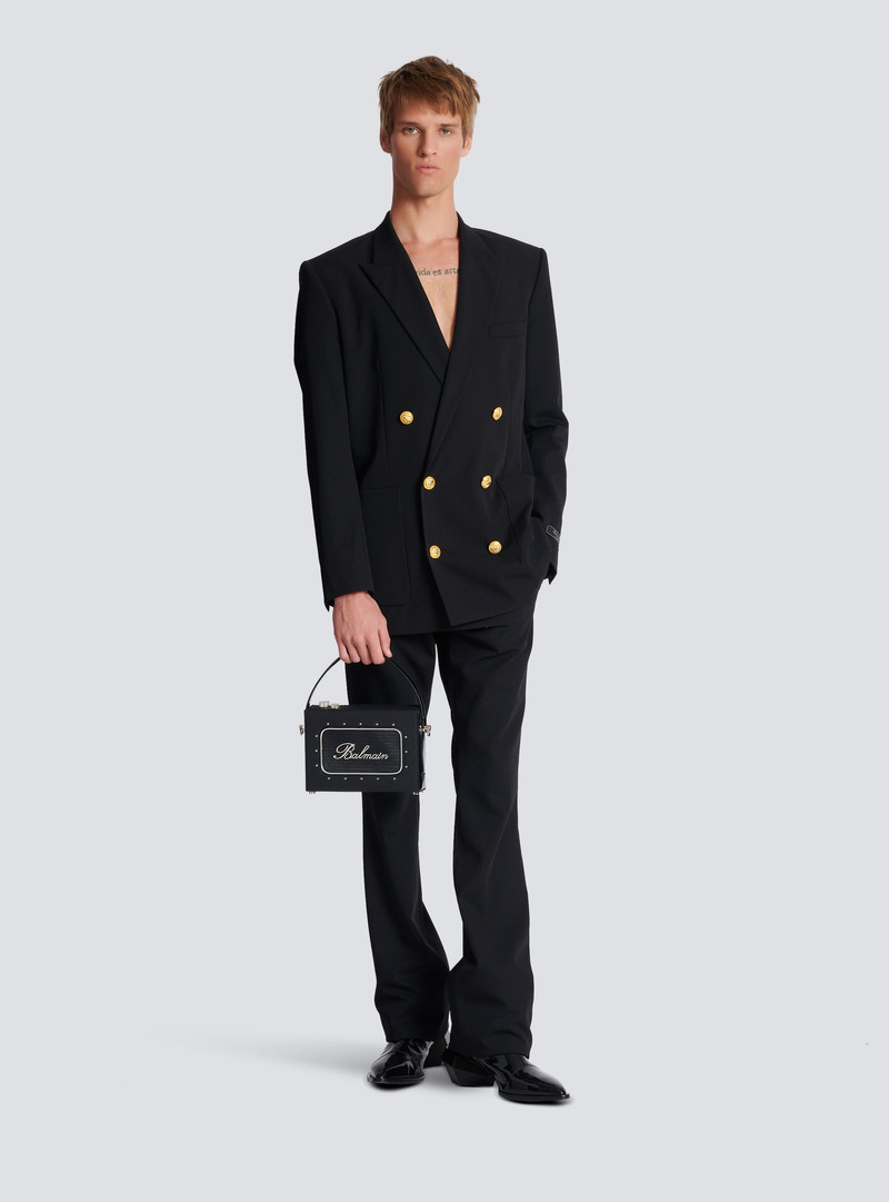 Balmain Radio rubber-effect leather bag outlook