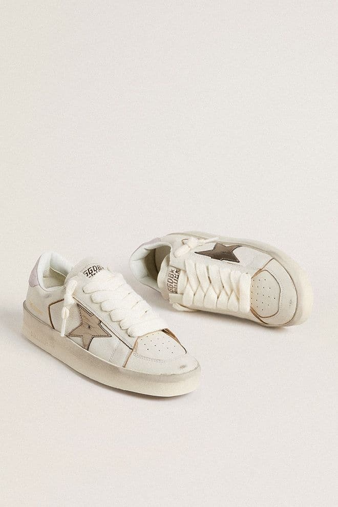 Stardan in nappa leather with metallic silver leather star and pink suede heel tab - 4