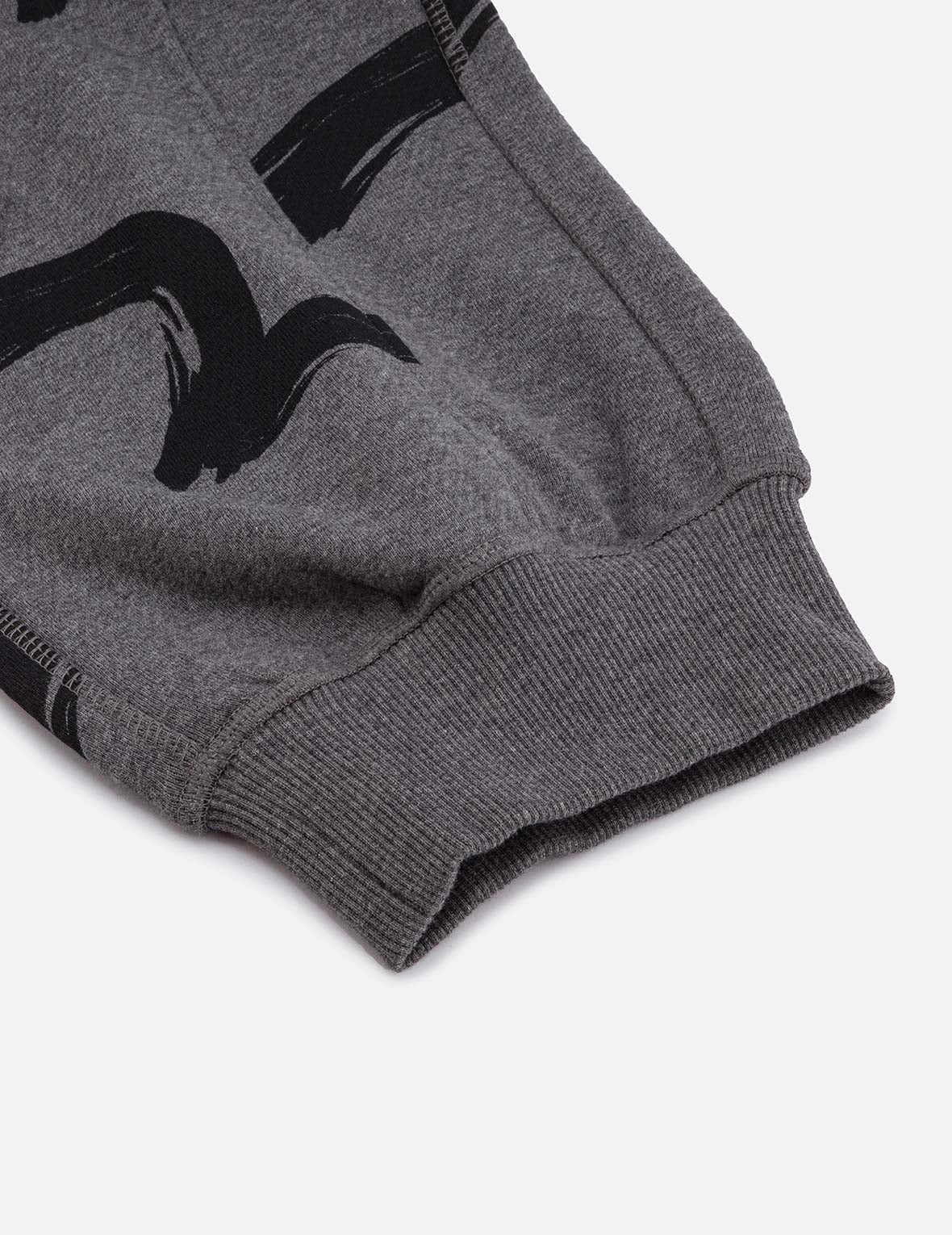 Allover Brushstroke Seagull and Logo Print Straight Fit Sweatpants - 9