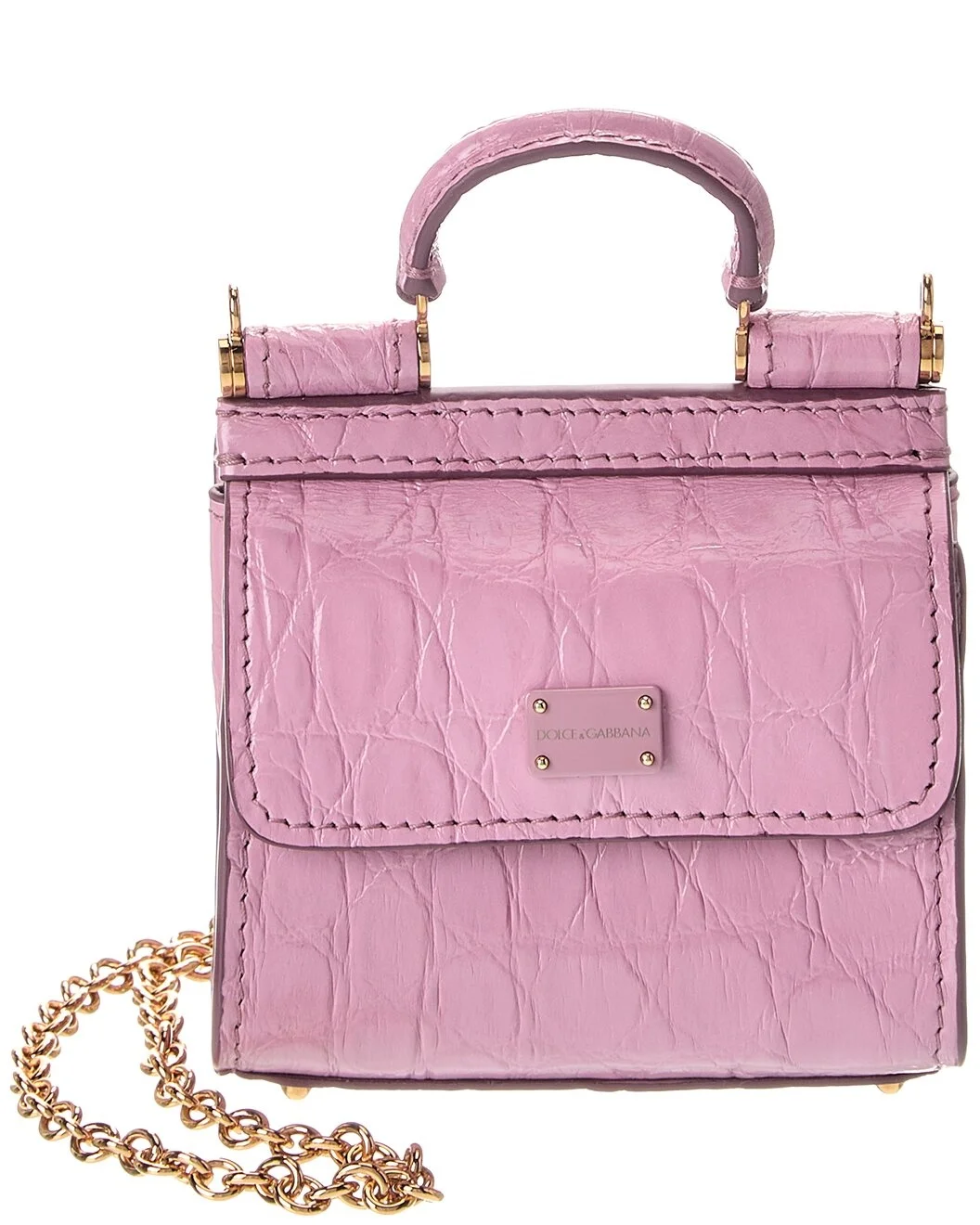 Dolce & Gabbana Sicily Micro Croc-Embossed Leather Tote - 1