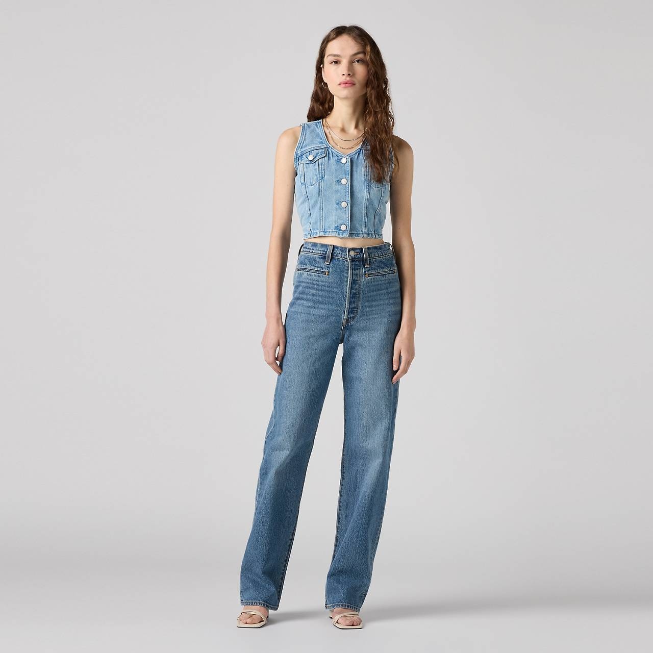 RIBCAGE WIDE LEG BRAIDED WOMEN'S JEANS - 2