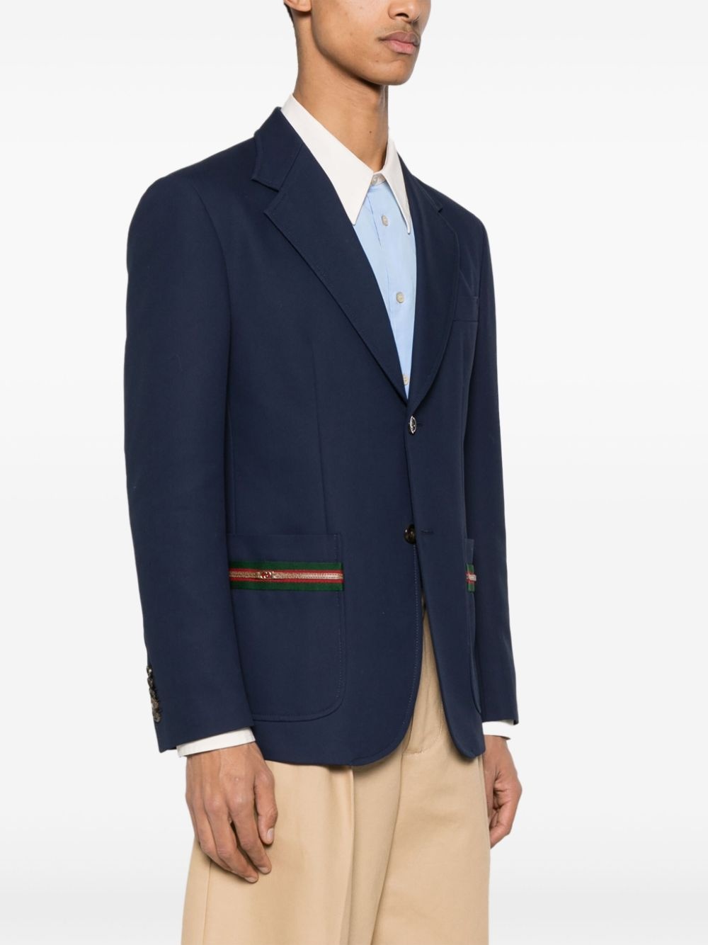 Web Stripe single-breasted cotton blazer - 3