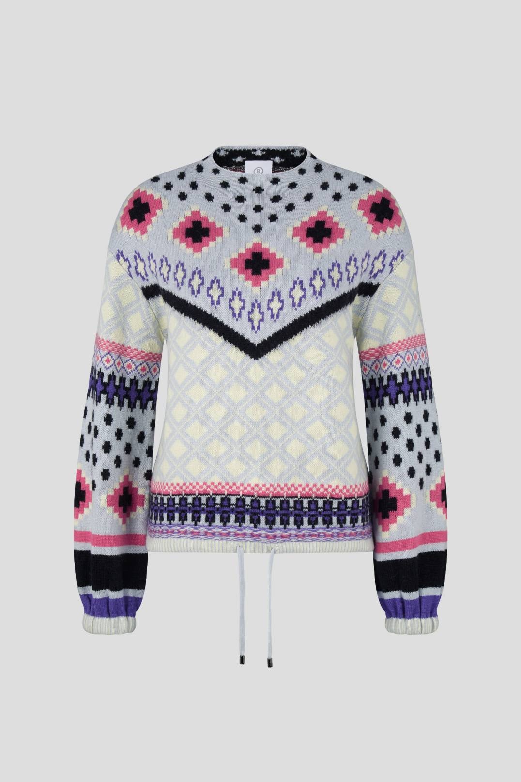 NAJLA KNITTED PULLOVER IN LIGHT BLUE/PINK - 1
