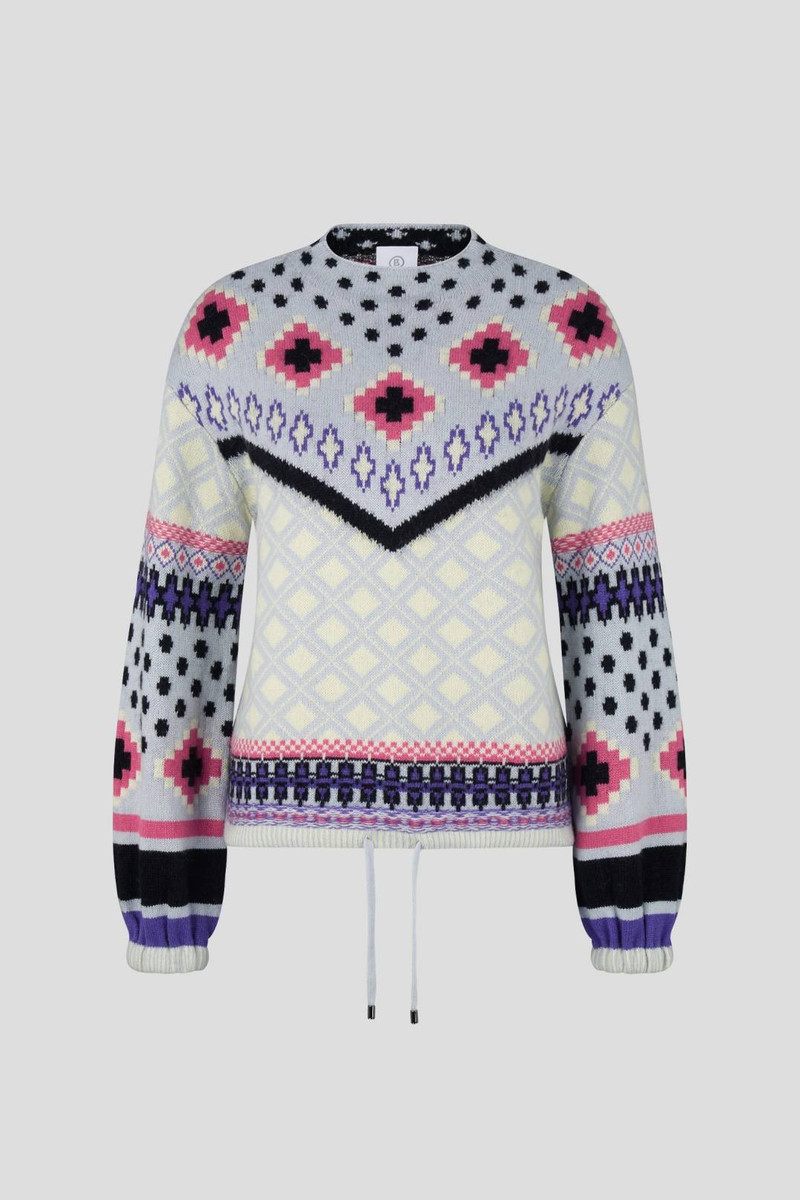 NAJLA KNITTED PULLOVER IN LIGHT BLUE/PINK 1