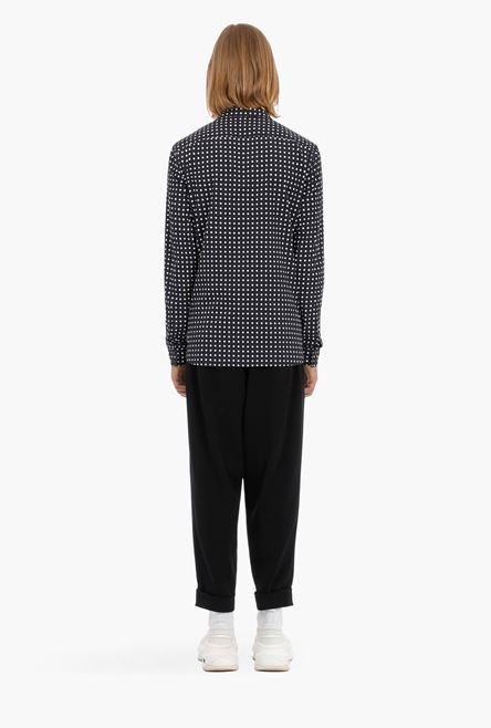 Black cotton shirt with white polka-dots - 3