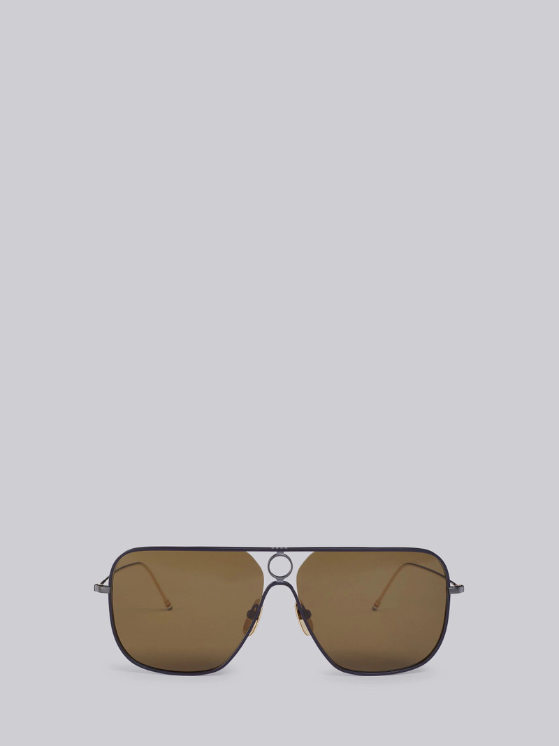 TB114 - 다크 브라운 직사각형 Aviator 선글라스 1