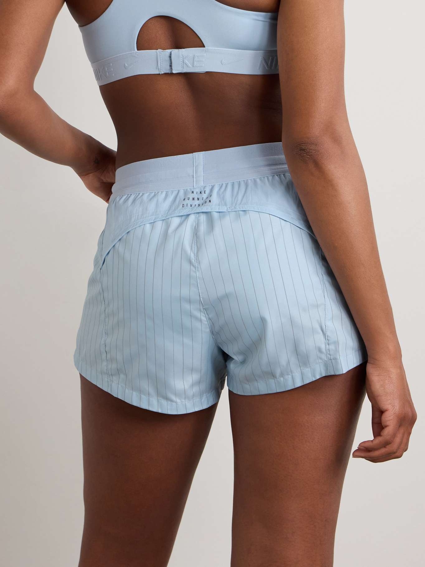 Running Division pinstriped paneled crinkled-shell shorts - 4