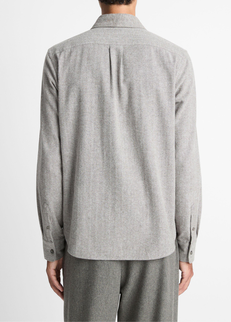 Vince Herringbone Cotton Popover Shirt outlook