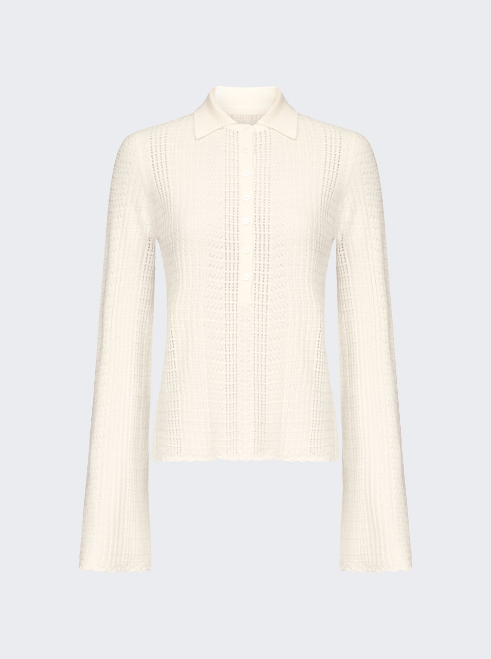 Tiha Polo Collar Thin Sweater Ivory - 1