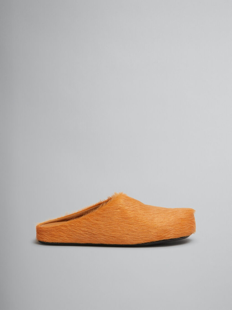 ORANGE LONG-HAIR CALFSKIN FUSSBETT SABOT - 1