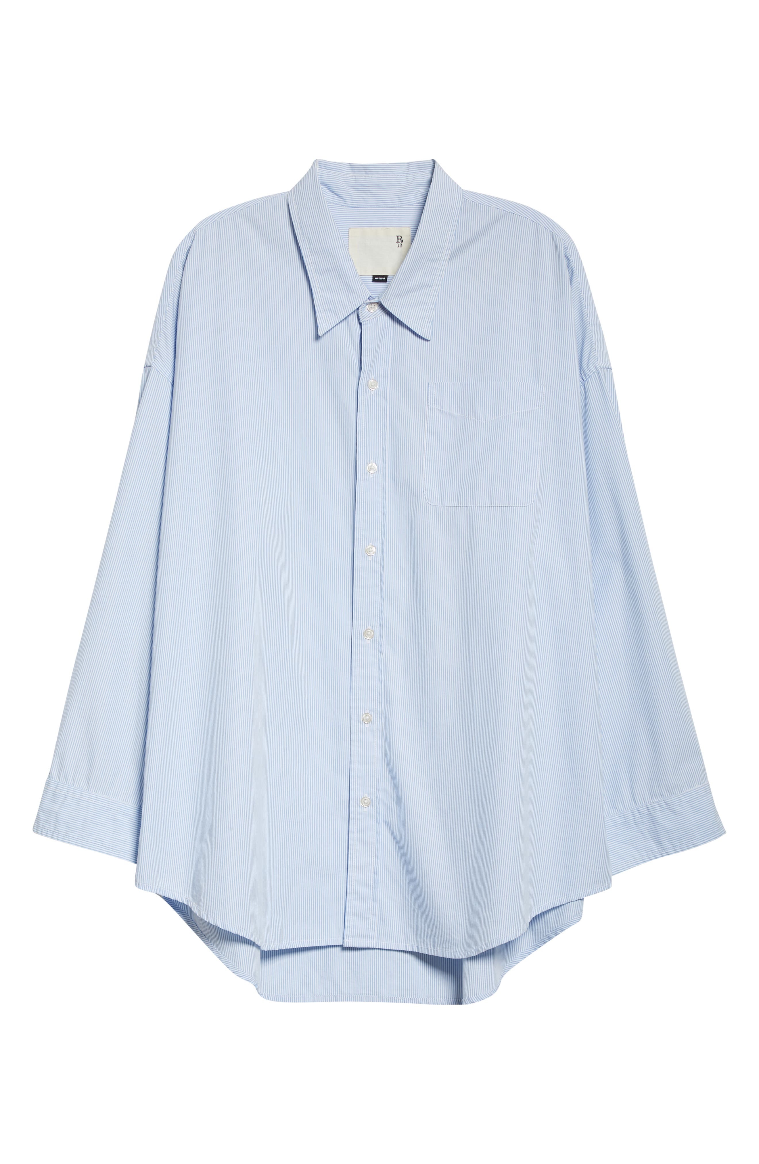 R13 Oversize Oxford Button-Up Shirt in Blue/White at Nordstrom - 5