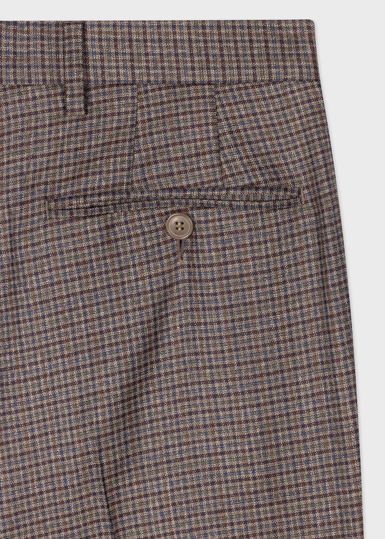Brown Multi Gingham Wool-Twill Trousers - 2