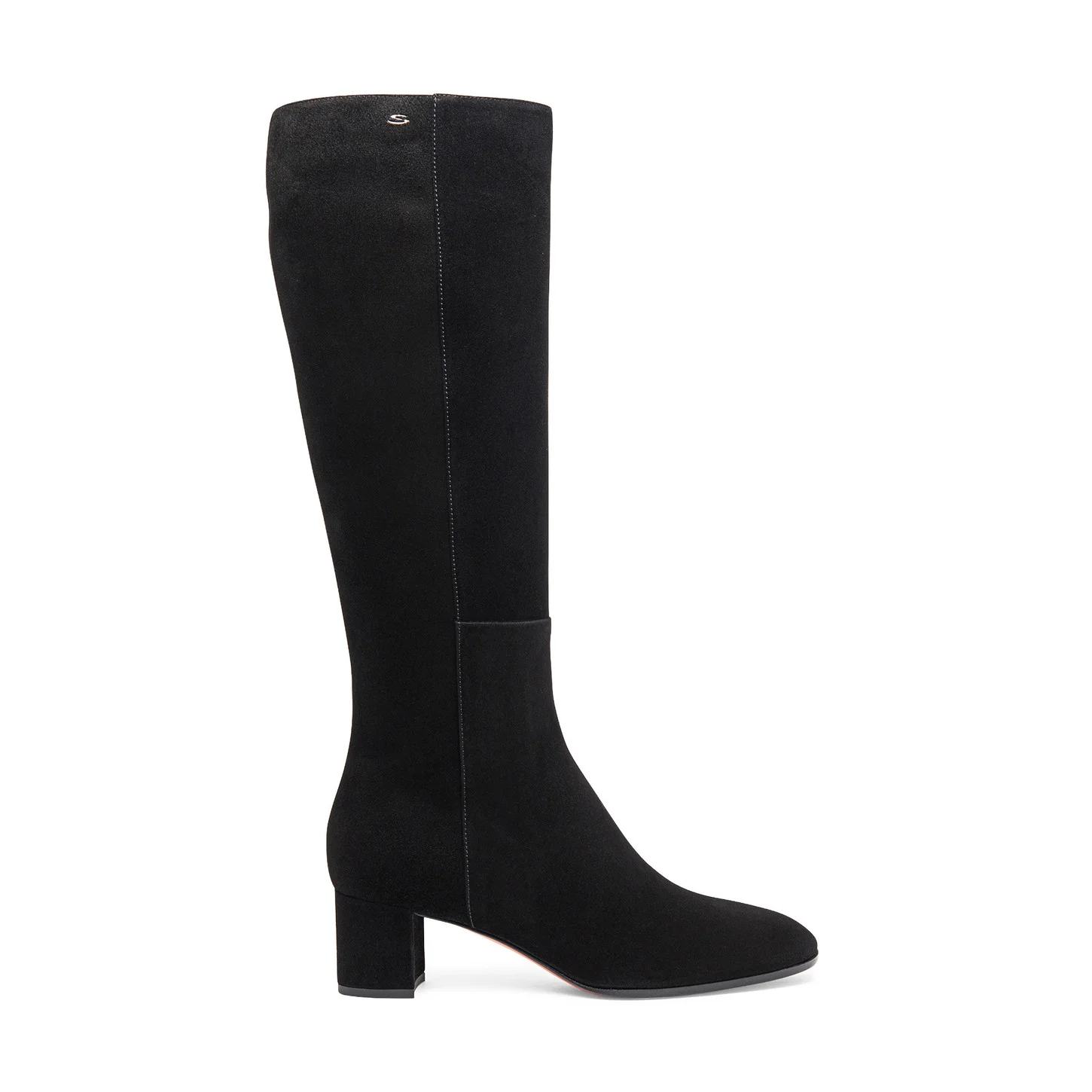 Women’s black suede mid-heel boot - 1