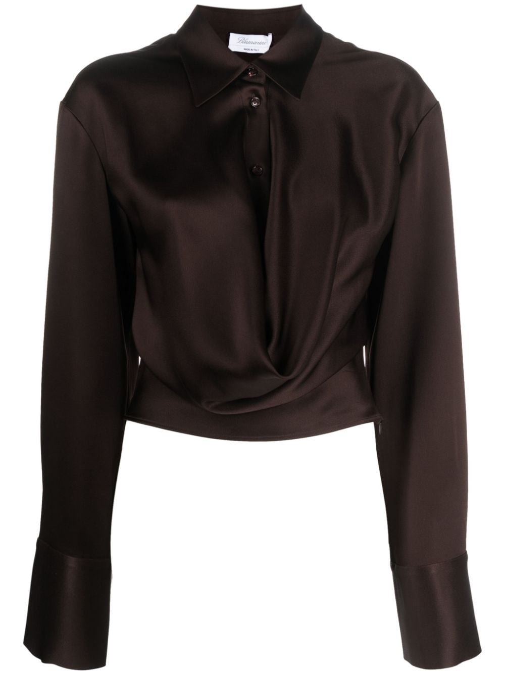 satin buttoned cropped shirt - 1