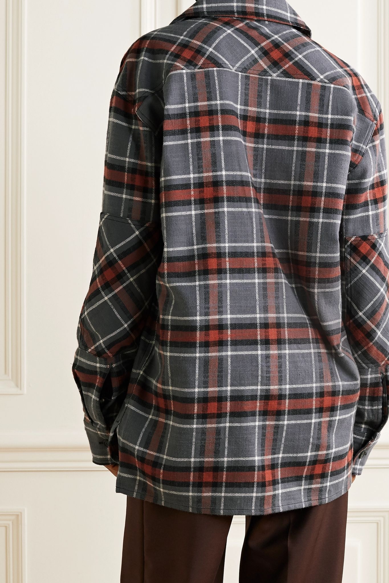 Oversized appliquéd checked cotton-flannel shirt - 3