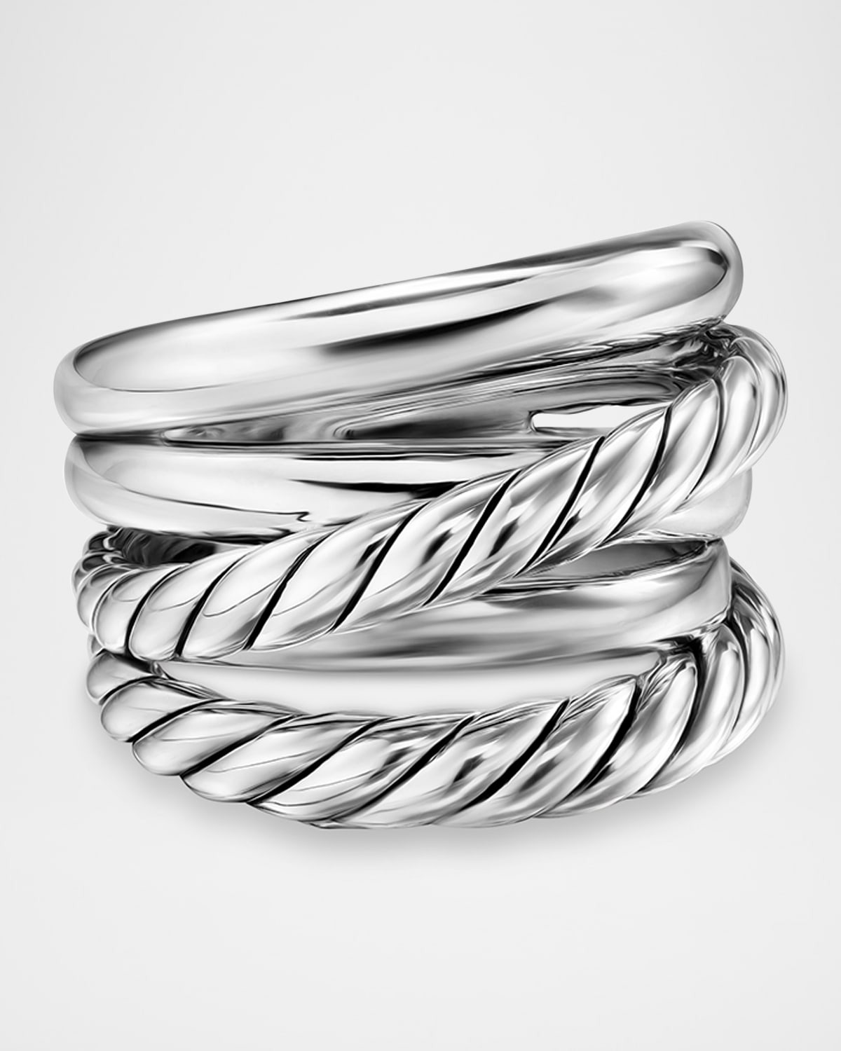 Crossover 5 Row Ring in Silver, 17.5mm - 6