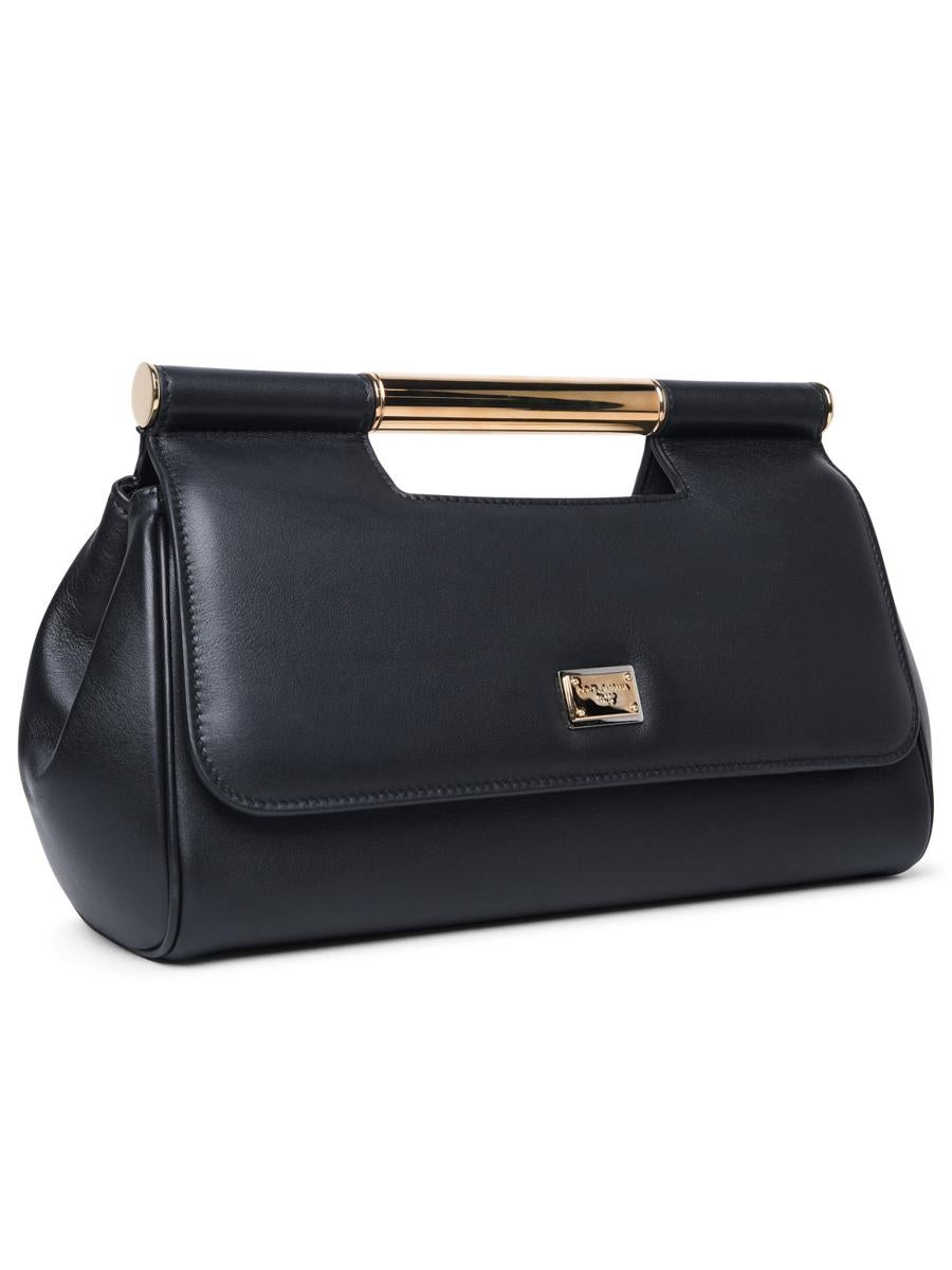 DOLCE & GABBANA 'SICILY' BLACK LARGE LEATHER CLUTCH - 2