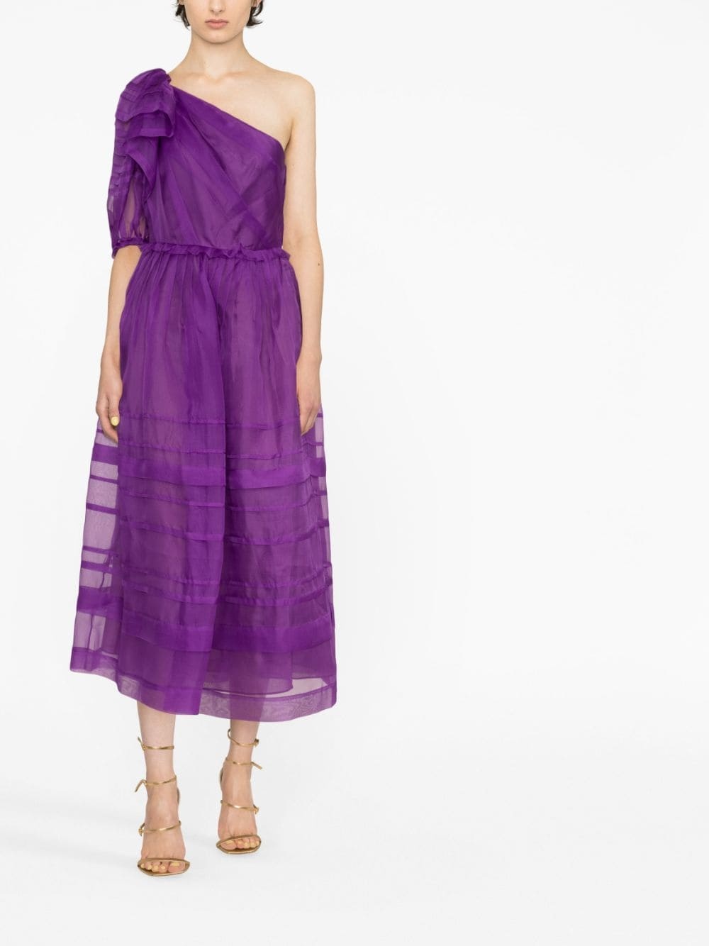 Artemis one-shoulder silk-organza midi dress - 2