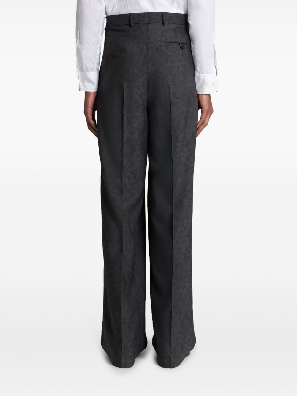 jacquard pleated straight-leg trousers - 3