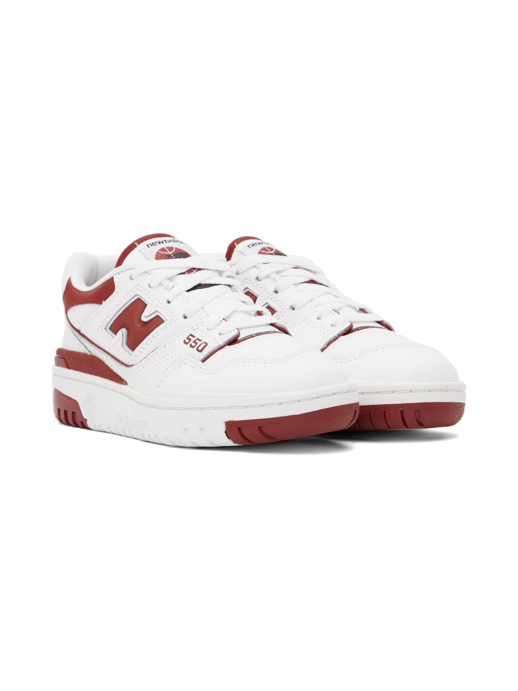 White & Red 550 Sneakers - 4