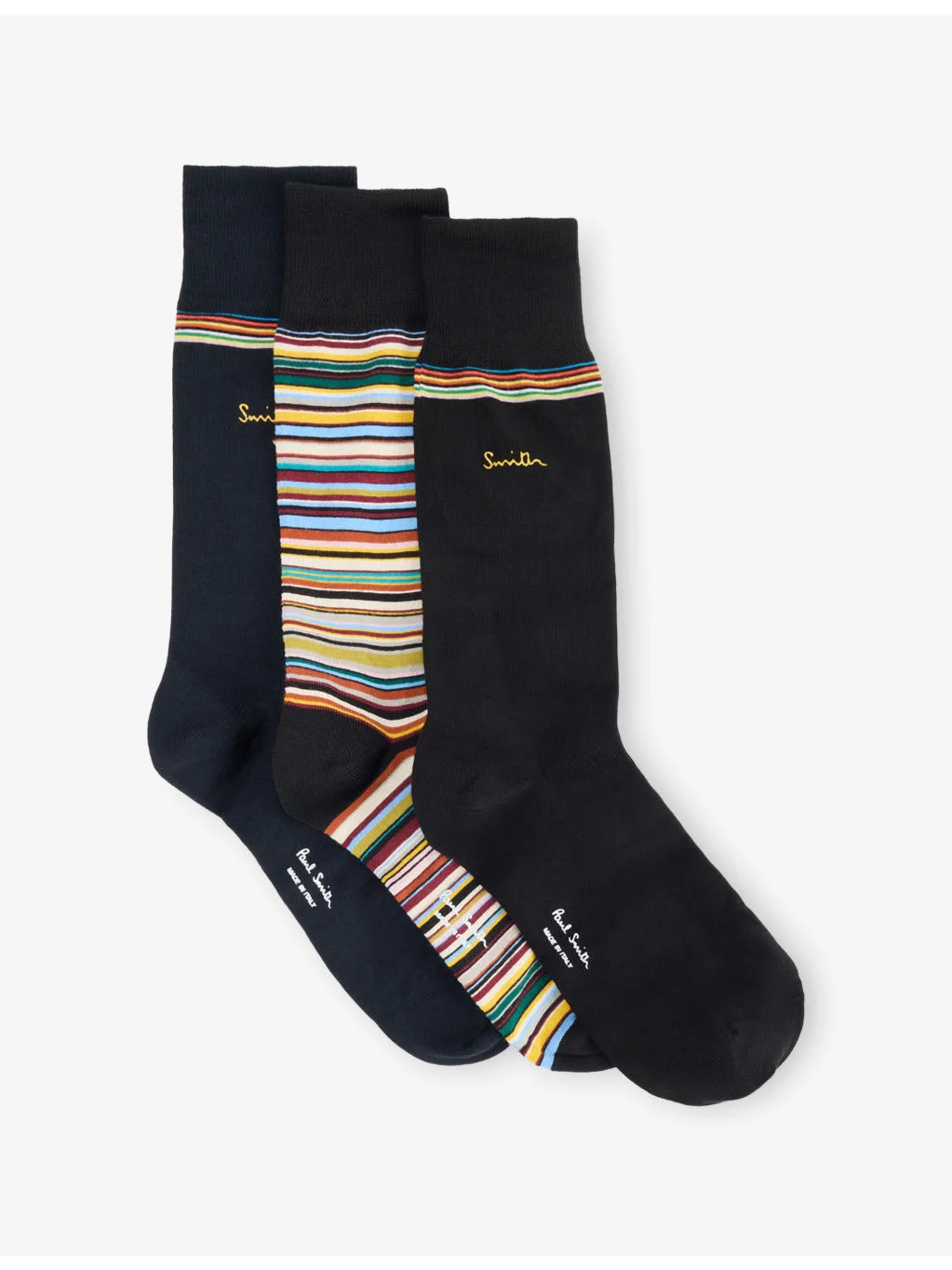 Signature Gold Striped 3-Pack Cotton-Blend Socks - 1