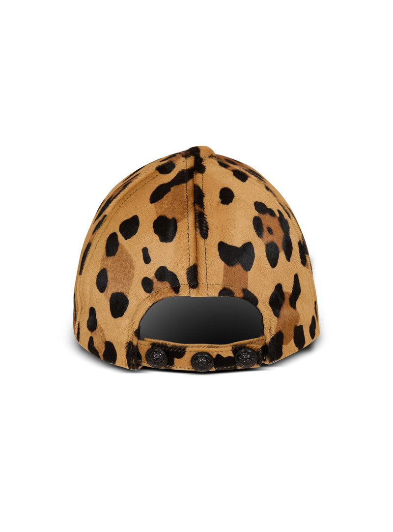 Ponyskin-style leather cap with leopard pattern 4