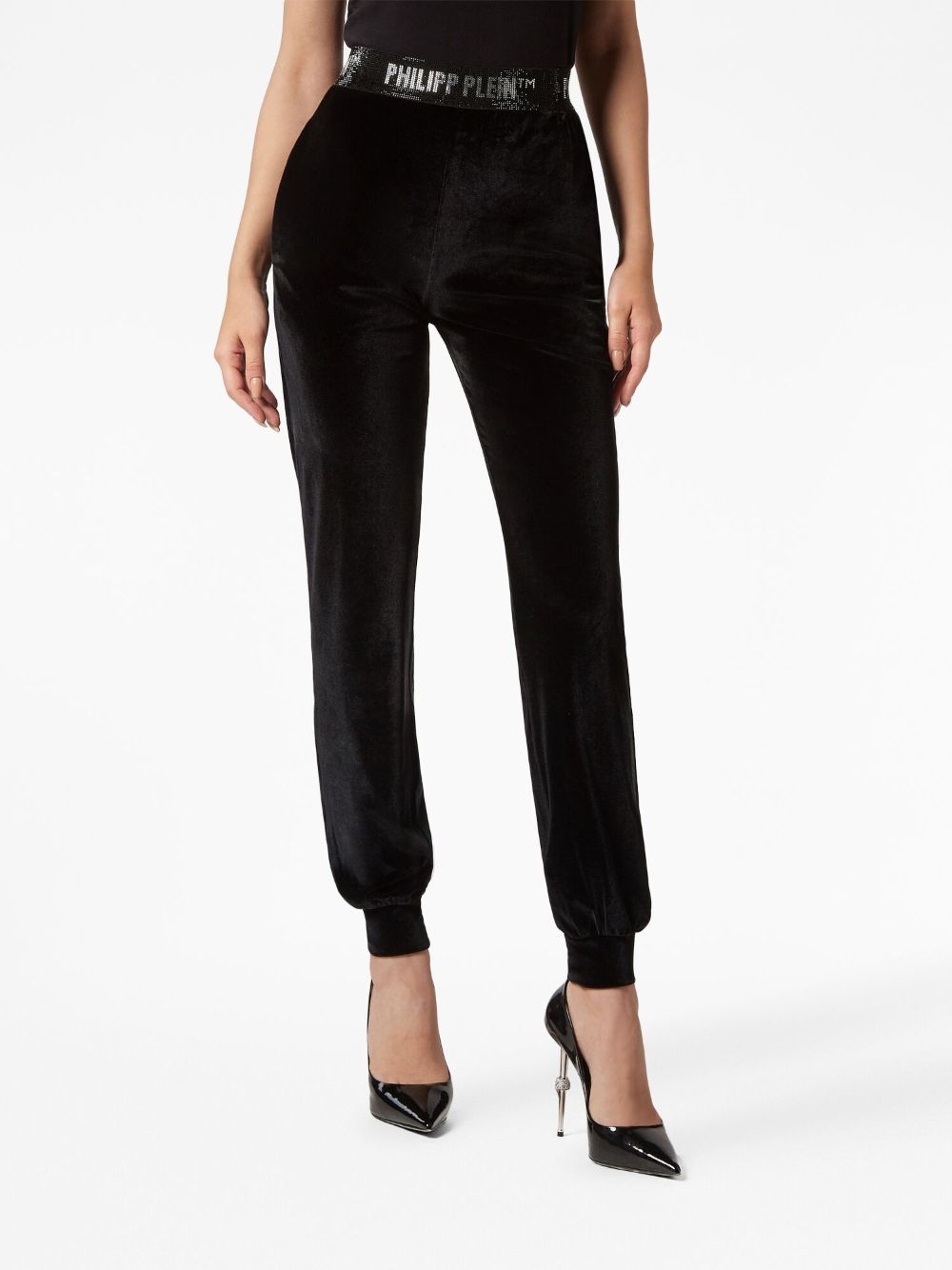logo-waistband velvet track pants - 3
