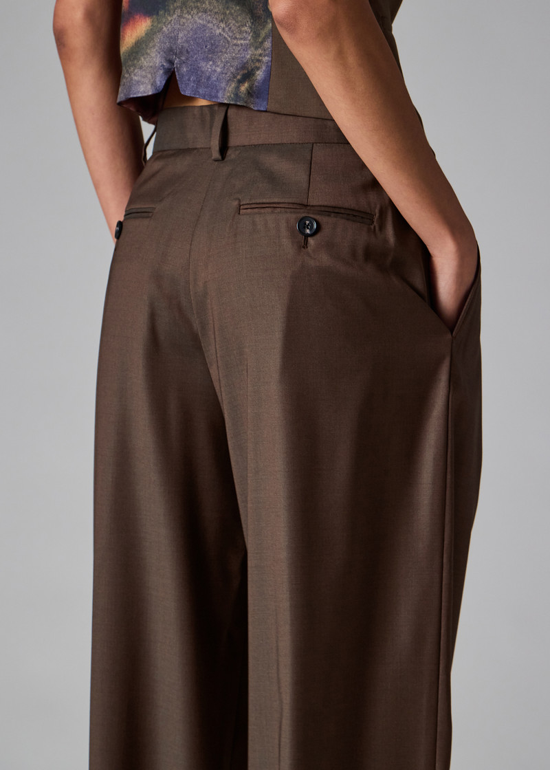 Women's Brown Tonic Wool Wide-Leg Trousers 7