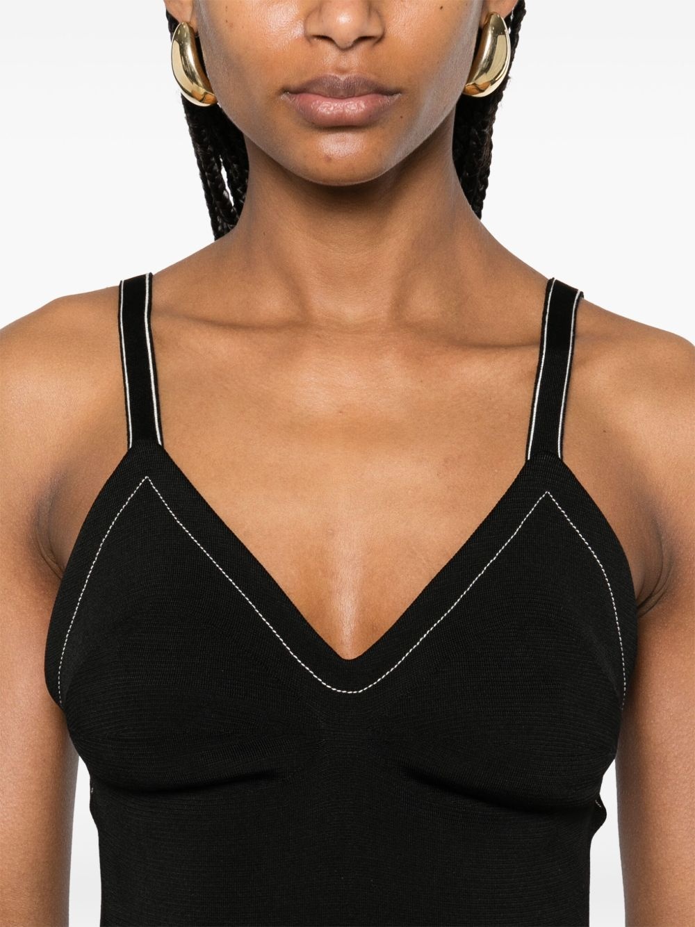 contrast-stitching top - 5
