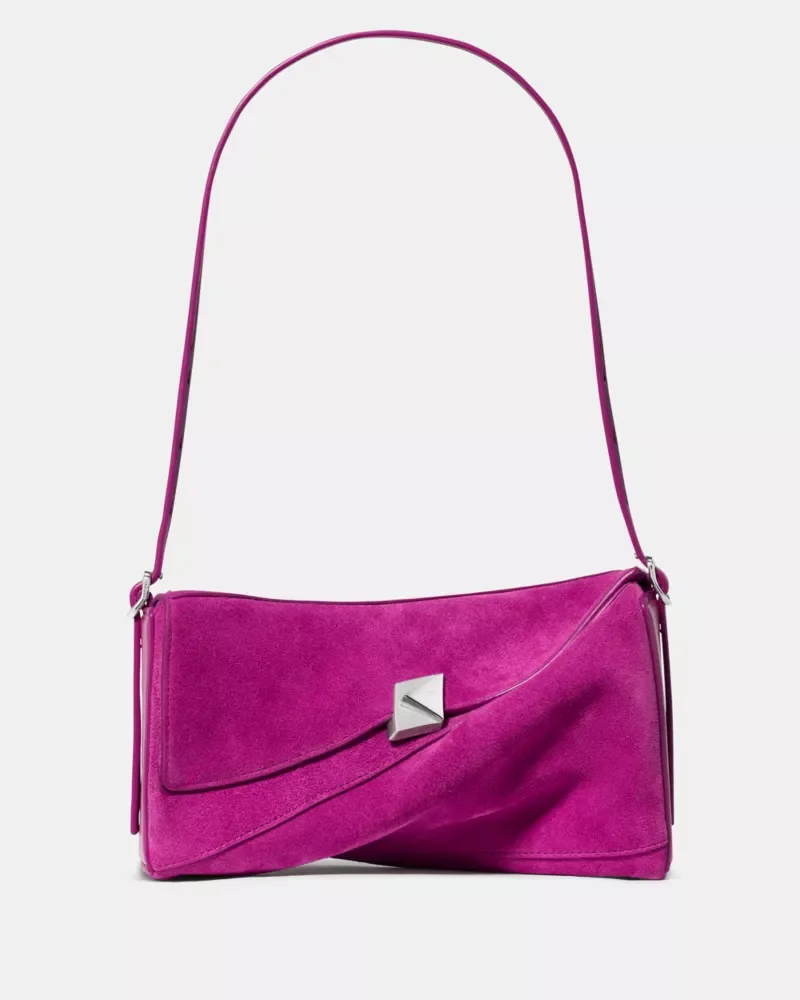 Deco Suede Twisted Flap Shoulder Bag - 1