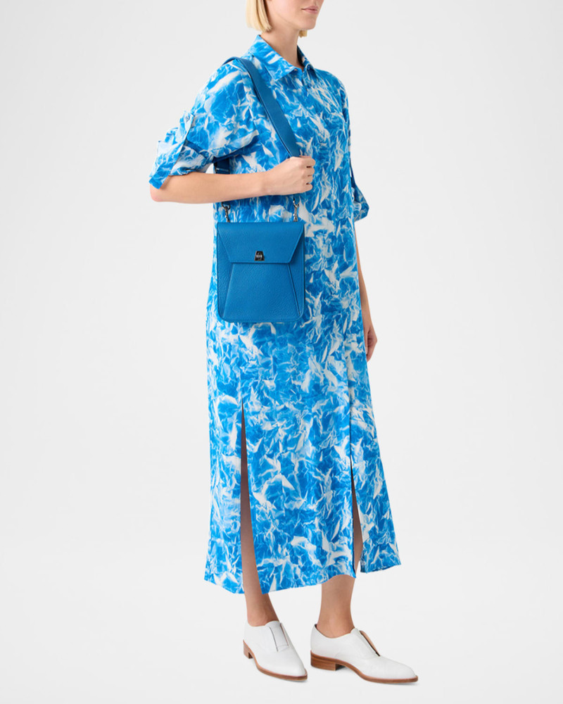 AKRIS Whitecaps Print Silk Crepe Midi Shirtdress outlook