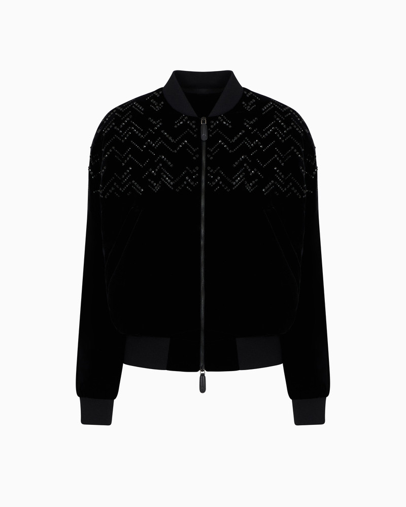 Giorgio’s velvet bomber jacket with applied rhinestones 1
