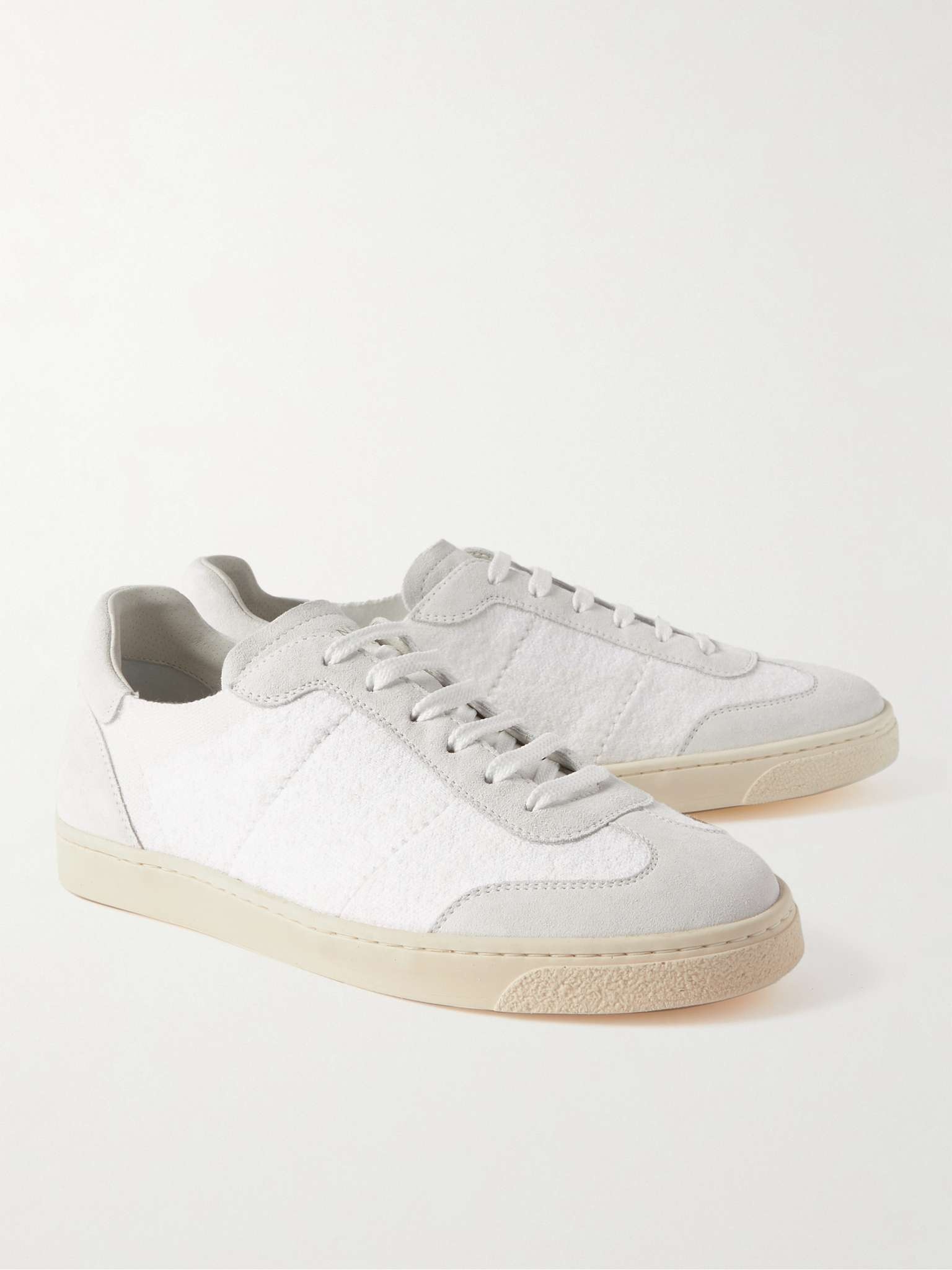 Suede-Trimmed Terry Sneakers - 4