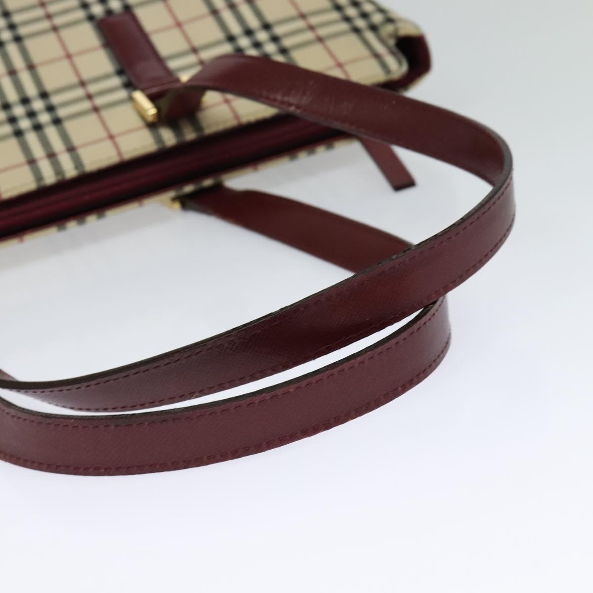 Burberry Nova Check Tote Bag Canvas Leather Beige Red Gold - 7