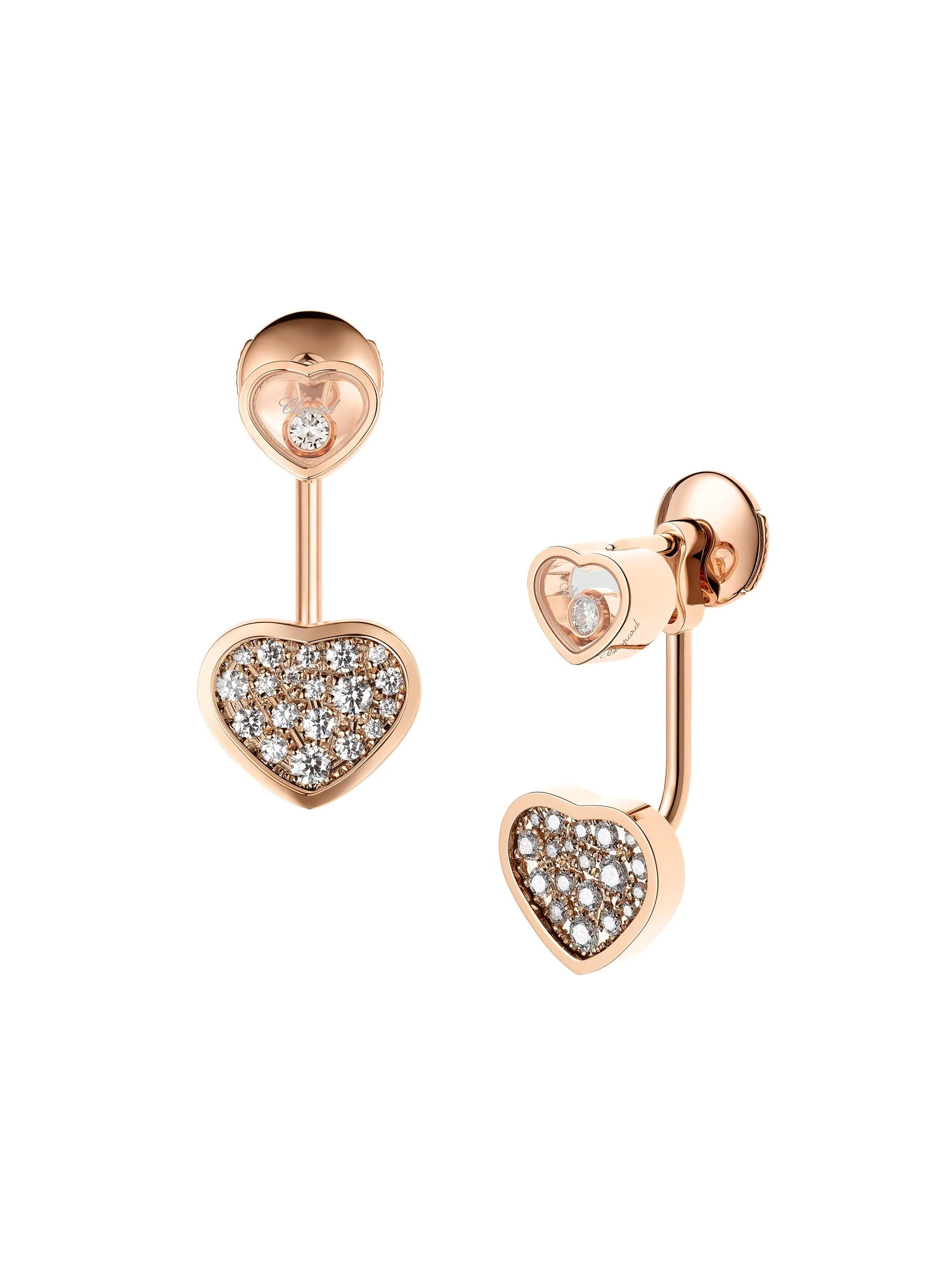 Women's Happy Hearts 18K Rose Gold & Diamond Ear Jackets - Rose Gold - 1