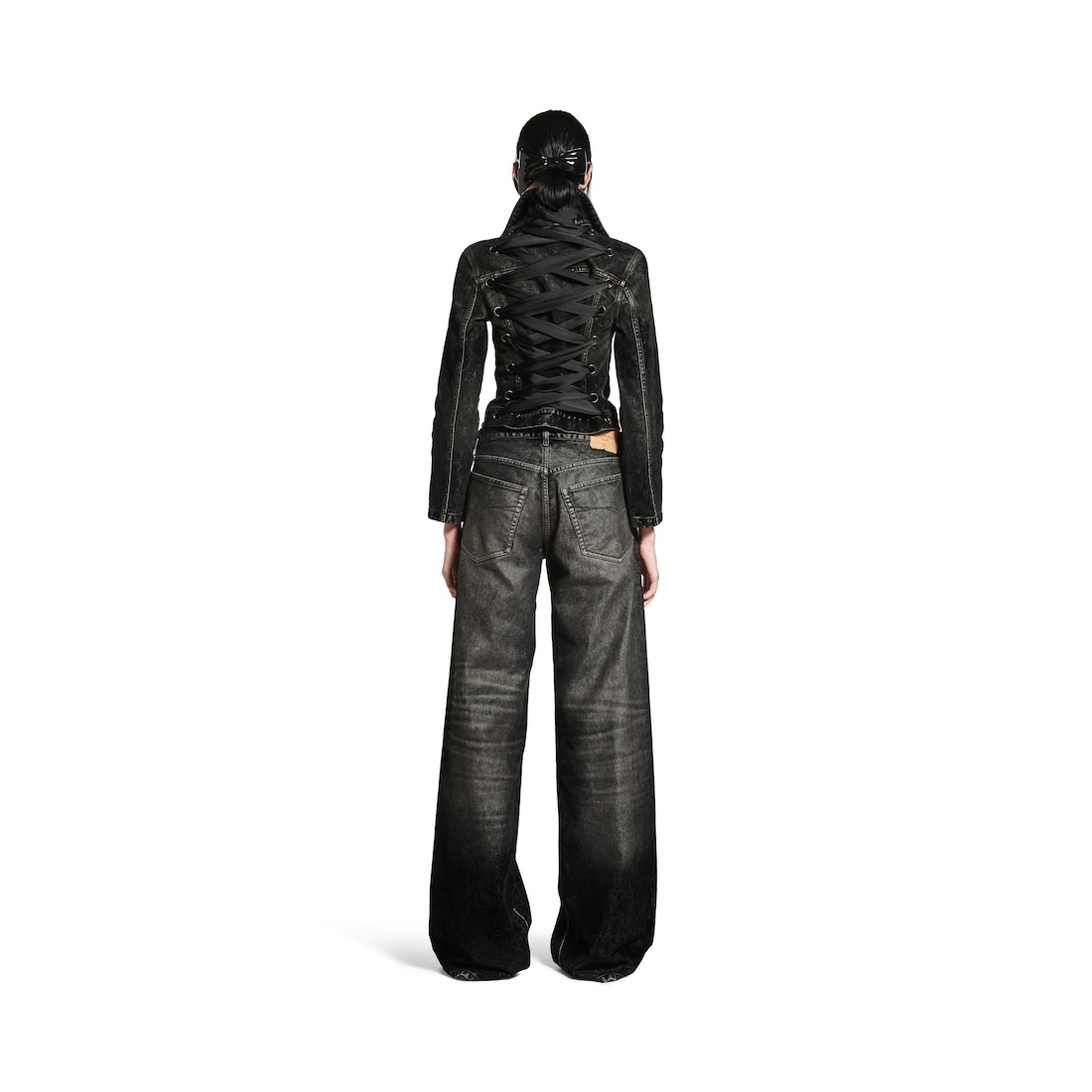 Women's Wide Leg Baggy Pants in Black - 4