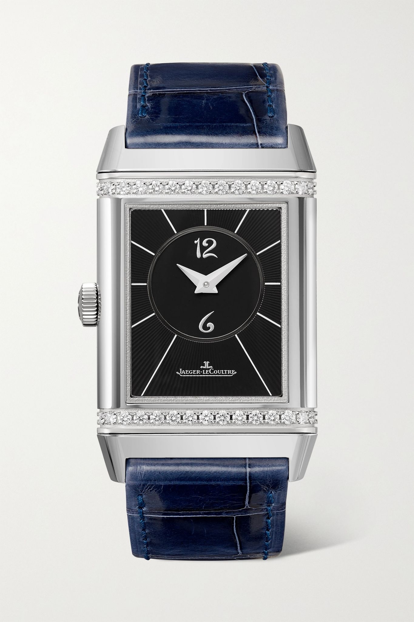 Reverso Classic Duetto Hand-Wound 24mm medium stainless steel, alligator and diamond watch - 9