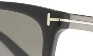 56mm Garrett Square Sunglasses in Shiny Black /Smoke Polarized - 4