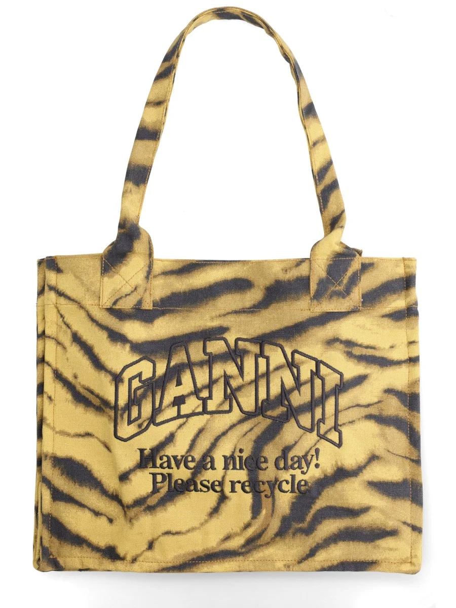 LARGE COTTON TOTE BAG WITH ZEBRA PRINT - 1